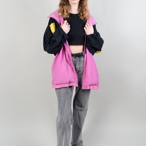 Vintage Size XL Shelljacket Sport Jacket Windbreaker 80s 90s black pink image 8