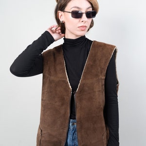 vintage shepherd vest leather wool suede one size crazy pattern navajo 80s 90s imagem 4