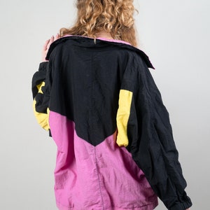 Vintage Size XL Shelljacket Sport Jacket Windbreaker 80s 90s black pink image 6