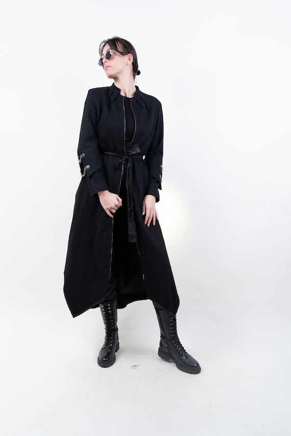 Vintage wool coat black gothic Size S/M 90s