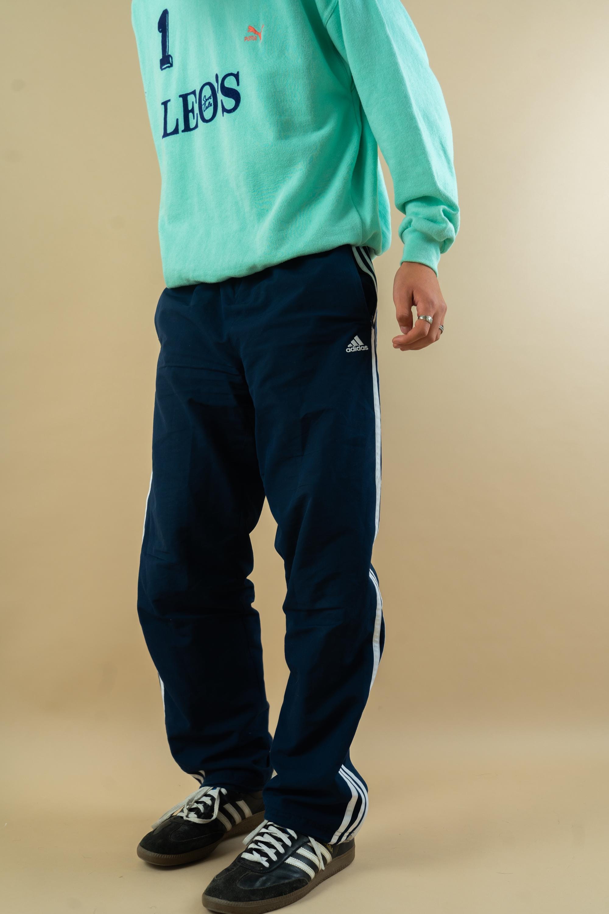 Vintage Adidas Track Pants Size L 80s 90s Jogger Blue Original