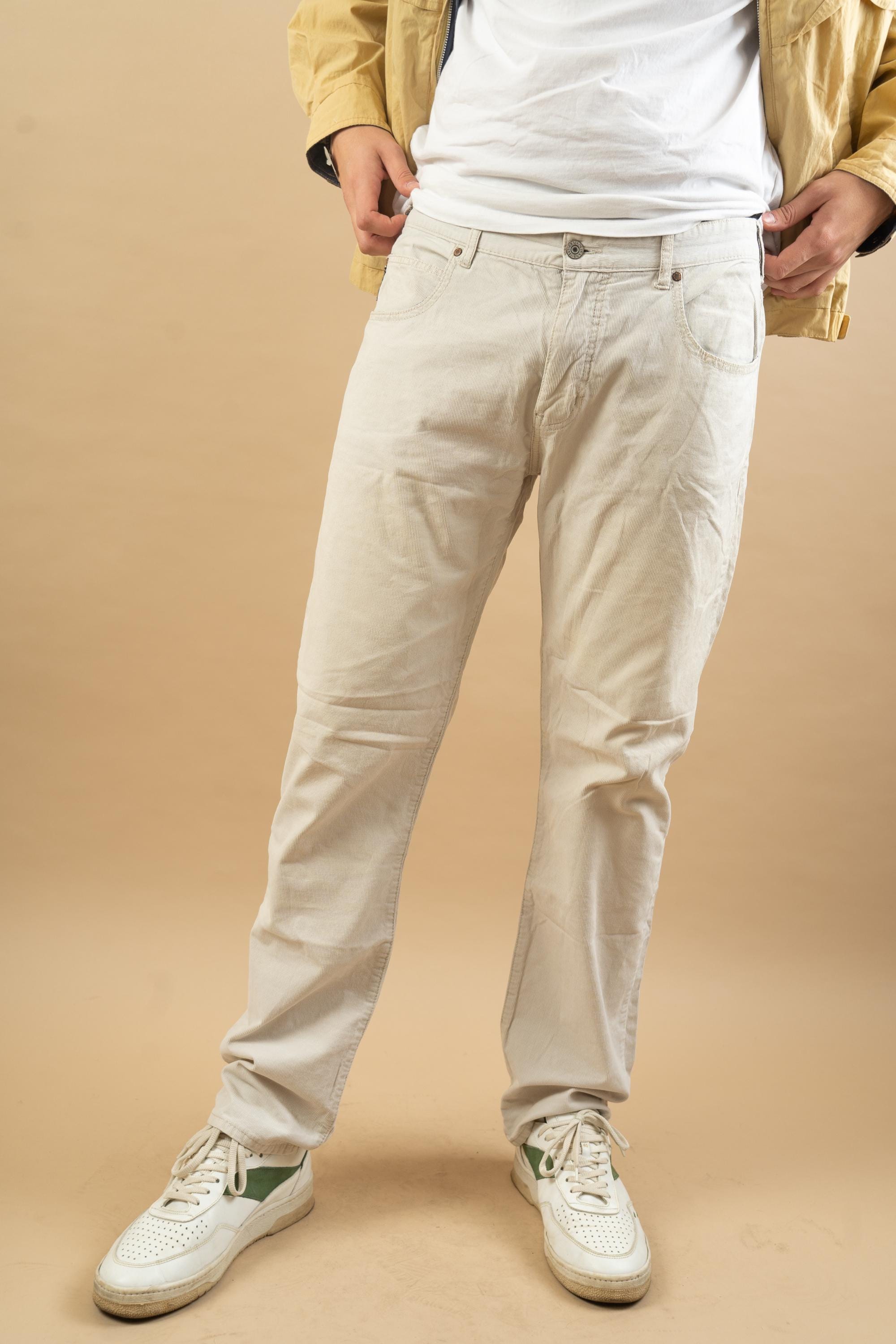 Vintage Armani off White Cream Pants Jeans Size L Beige Cotton