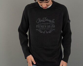 90s Y2K Esprit Jumper - Vintage Black Knitted Sweater With Logo