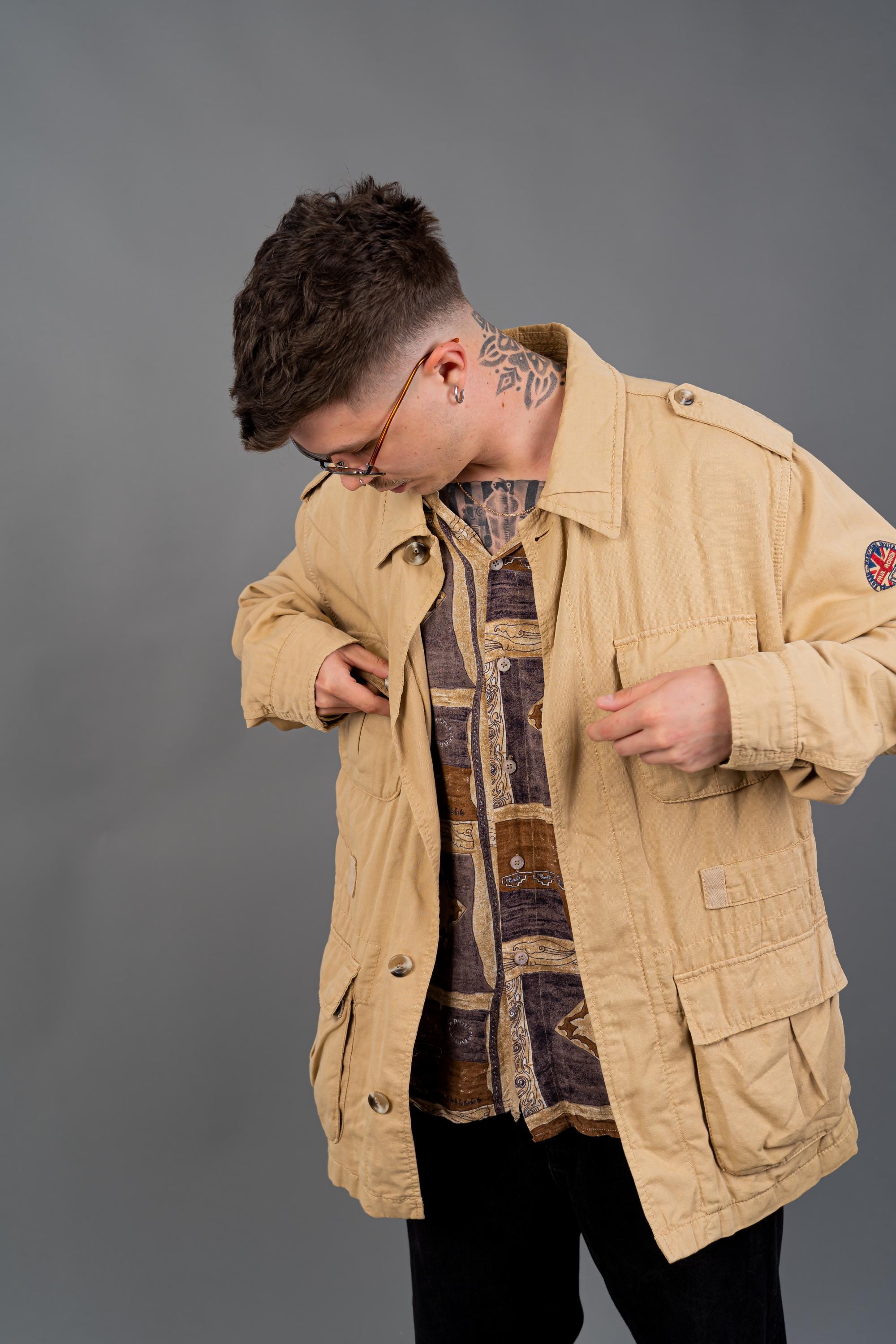 Authentic Y2K Paul Rosen Beige Utility Jacket | Oversized Vintage 