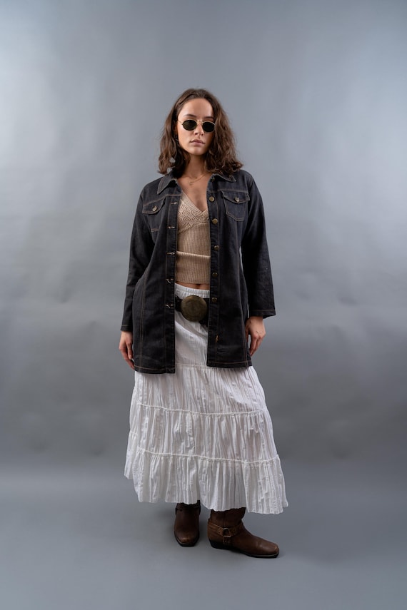 Vintage 90s Vintage Denim Jacket | Y2K Style Grunge & Moto Boho Style | Retro Denim Outerwear | Unisex Y2K Fashion Size S
