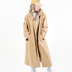 Vintage leather coat beige suede leather soft leather coat minimalist oversized button up gender neutral y2k 90s aesthetic second hand image 7