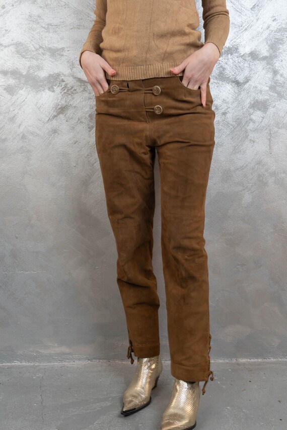 Luxury Suede Pleated Hem Pants