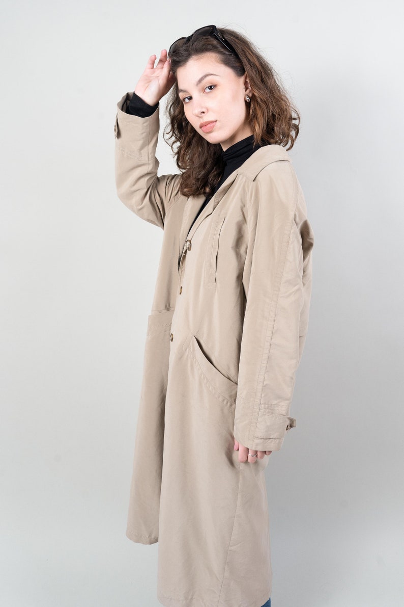 Vintage classic trench coat single breasted beige oversized 80s 90s image 2