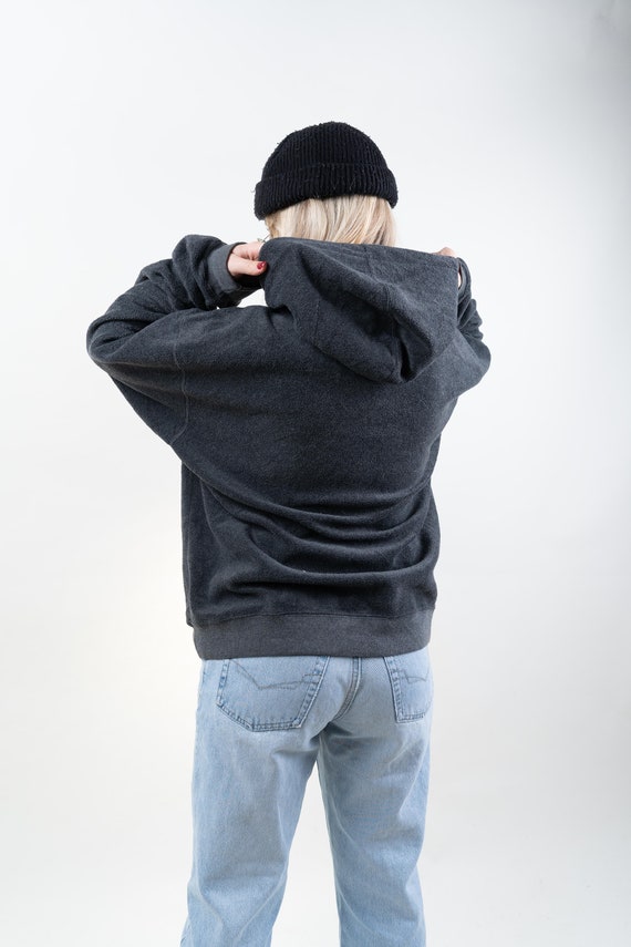 80s vintage Gap fleece jumper hoodie gray with wh… - image 6