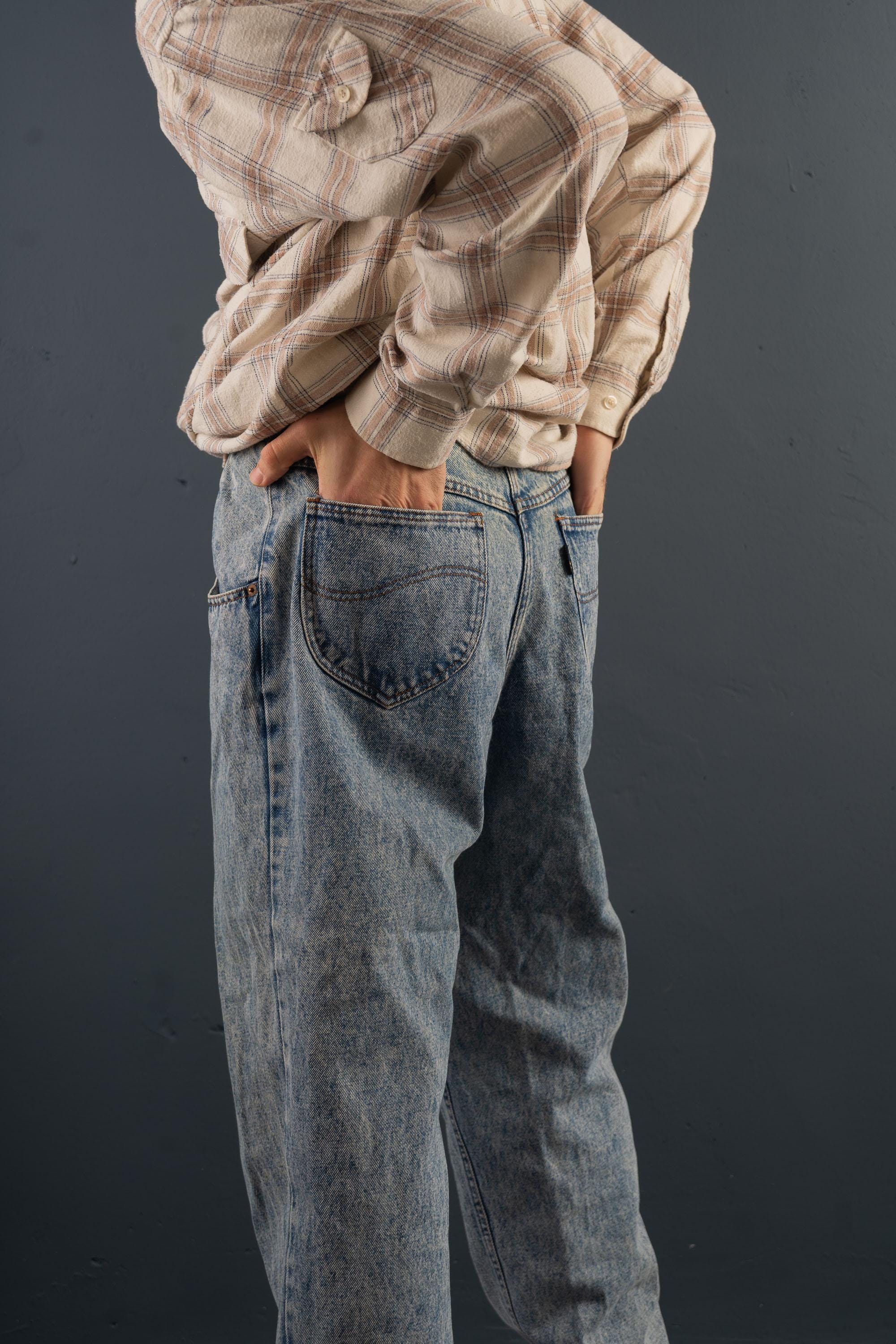 80s Vintage Denim Pants Jeans Trousers Size L Retro Pants Regular