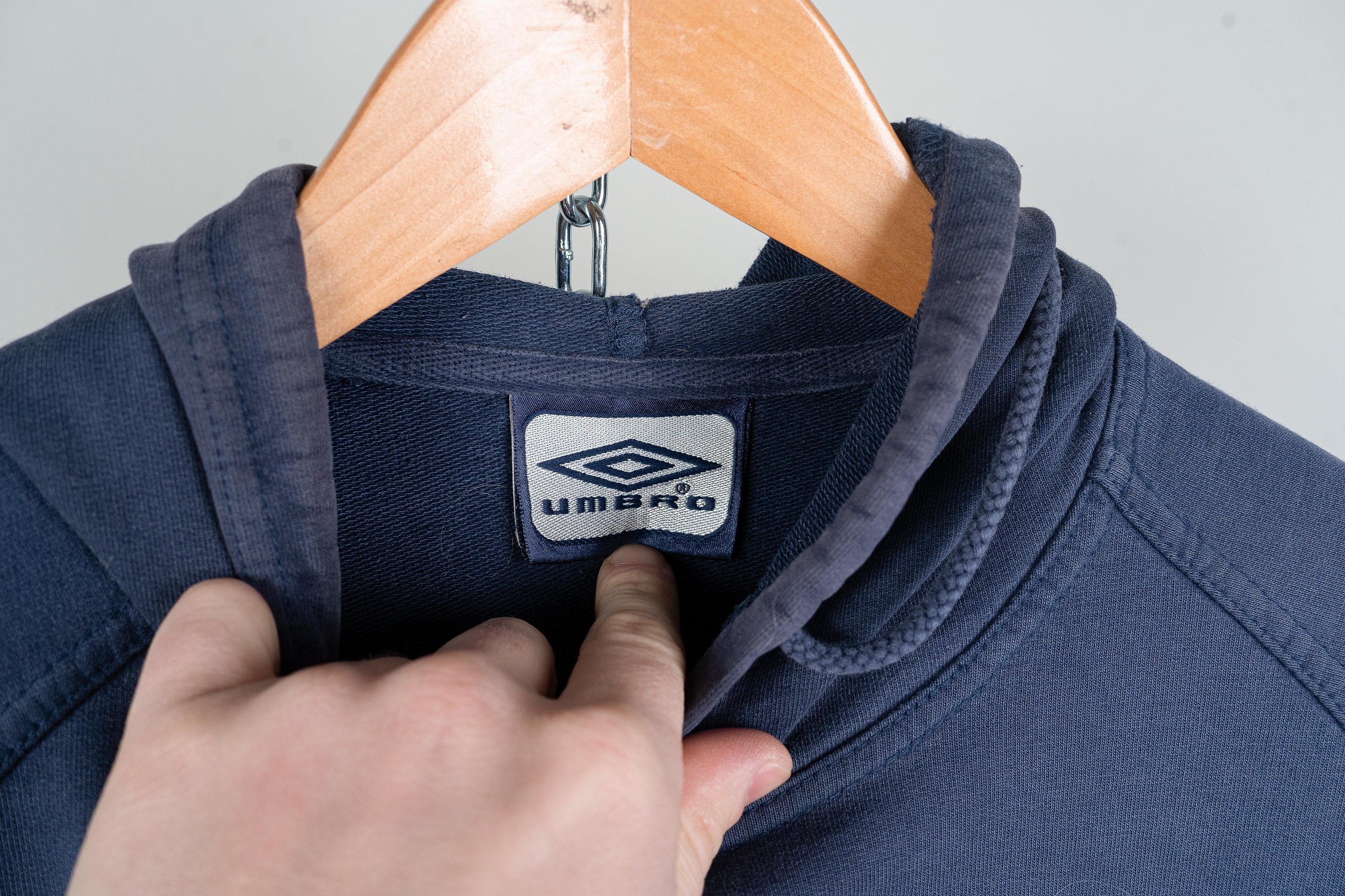 Y2k Umbro Hoodie Sweatshirt Jumper Blue Size L Cotton 80s