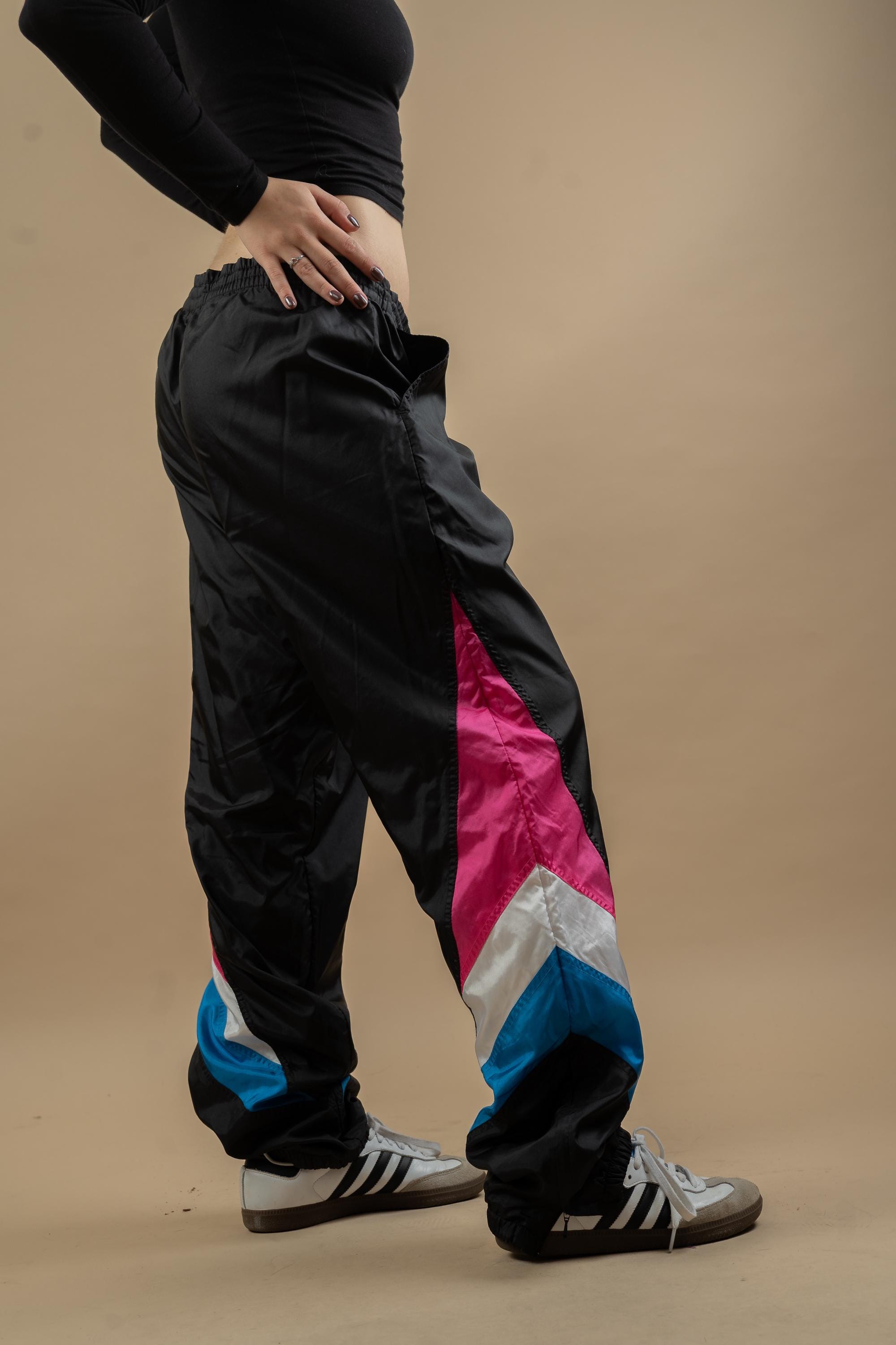 ［vintage］adidas nylon pants 80s 90s y2k Vintage Adidas Track Pants 80s 90s Jogger Black With White