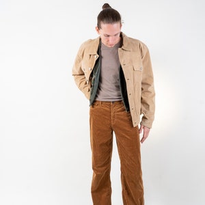 Vintage corduroy pants L beige regular fit pants 80s 90s image 3