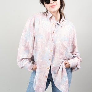 vintage shirt printed shirt pastel abstract pattern cotton Size L 80s 90s image 2
