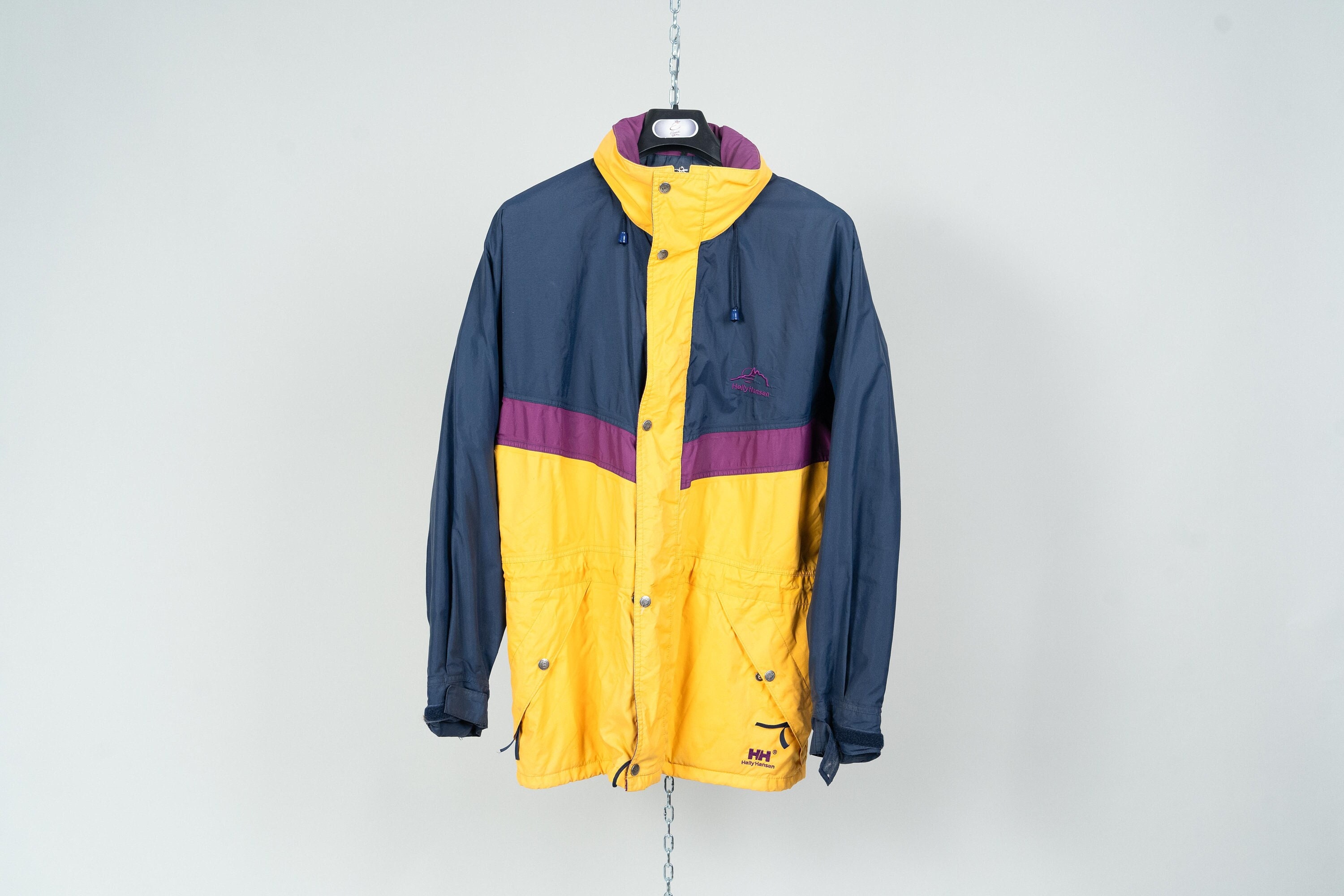 Vintage Helly Hansen Outdoor Ski Jacket Yellow Color Block Vintage Helly Hansen Outdoor Ski Jacket Yellow Color Block