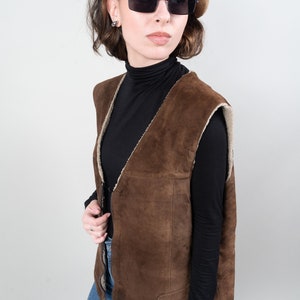 vintage shepherd vest leather wool suede one size crazy pattern navajo 80s 90s imagem 10