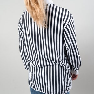 Vintage striped shirt quarter zip black and white striped cotton 80s image 9