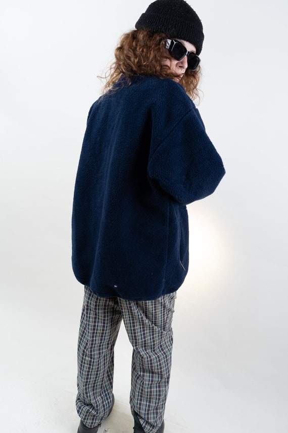 intage polar fleece jacket size XL navy blue mini… - image 10