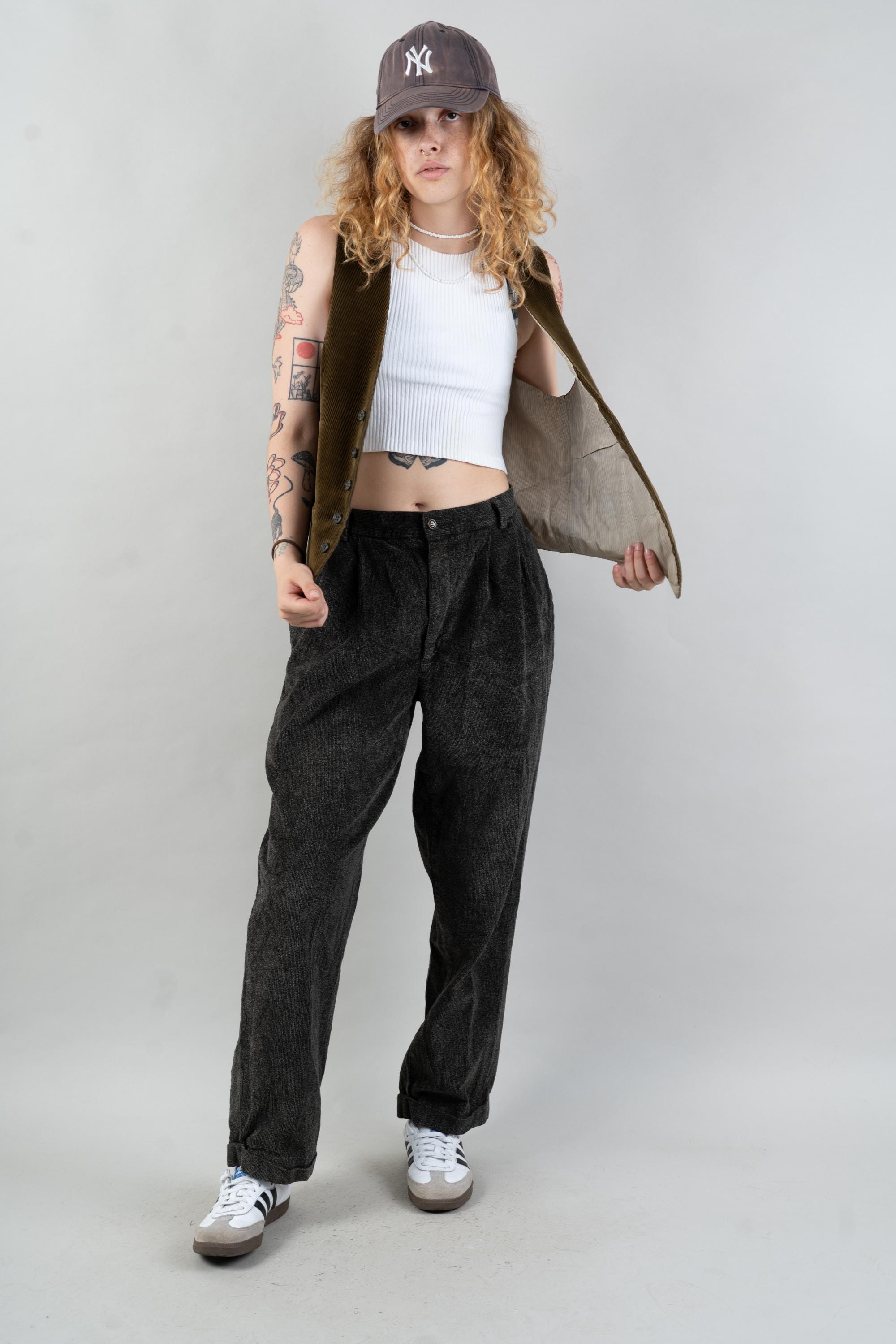 Vintage Dockers Pants Textile Trousers Size L W33 White 80s 90s