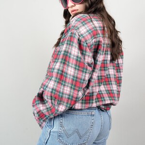 Vintage lumberjack shirt Size M hard cotton flannel 80s 90s red green image 7