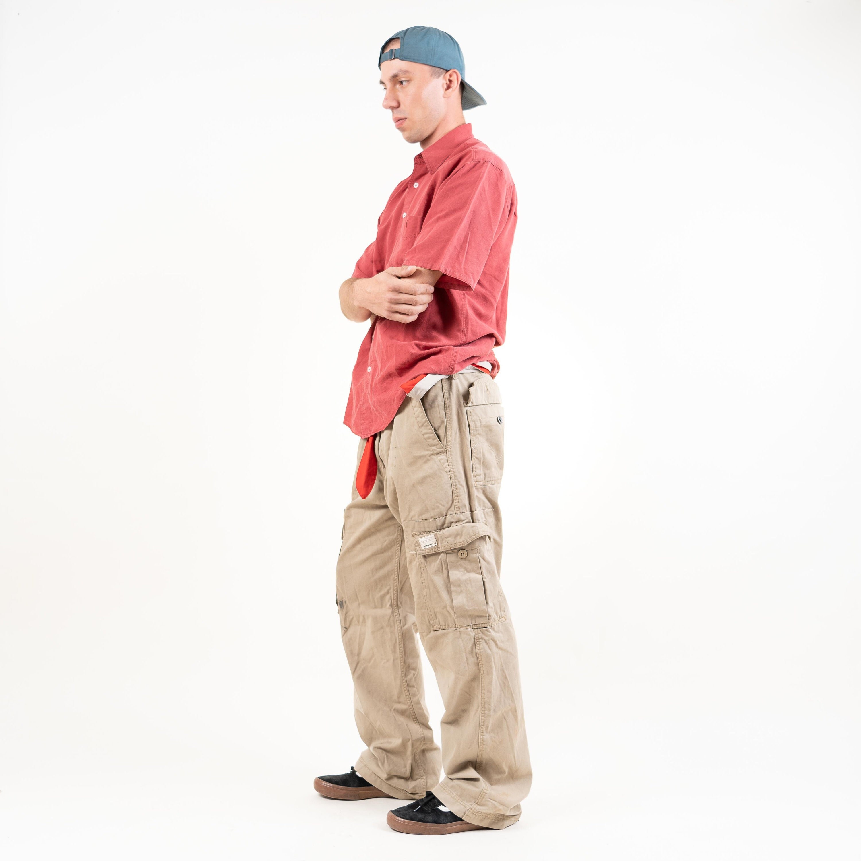 Vintage Levi's Cargo Pants Cream Beige Oversize XXL Pockets Gender