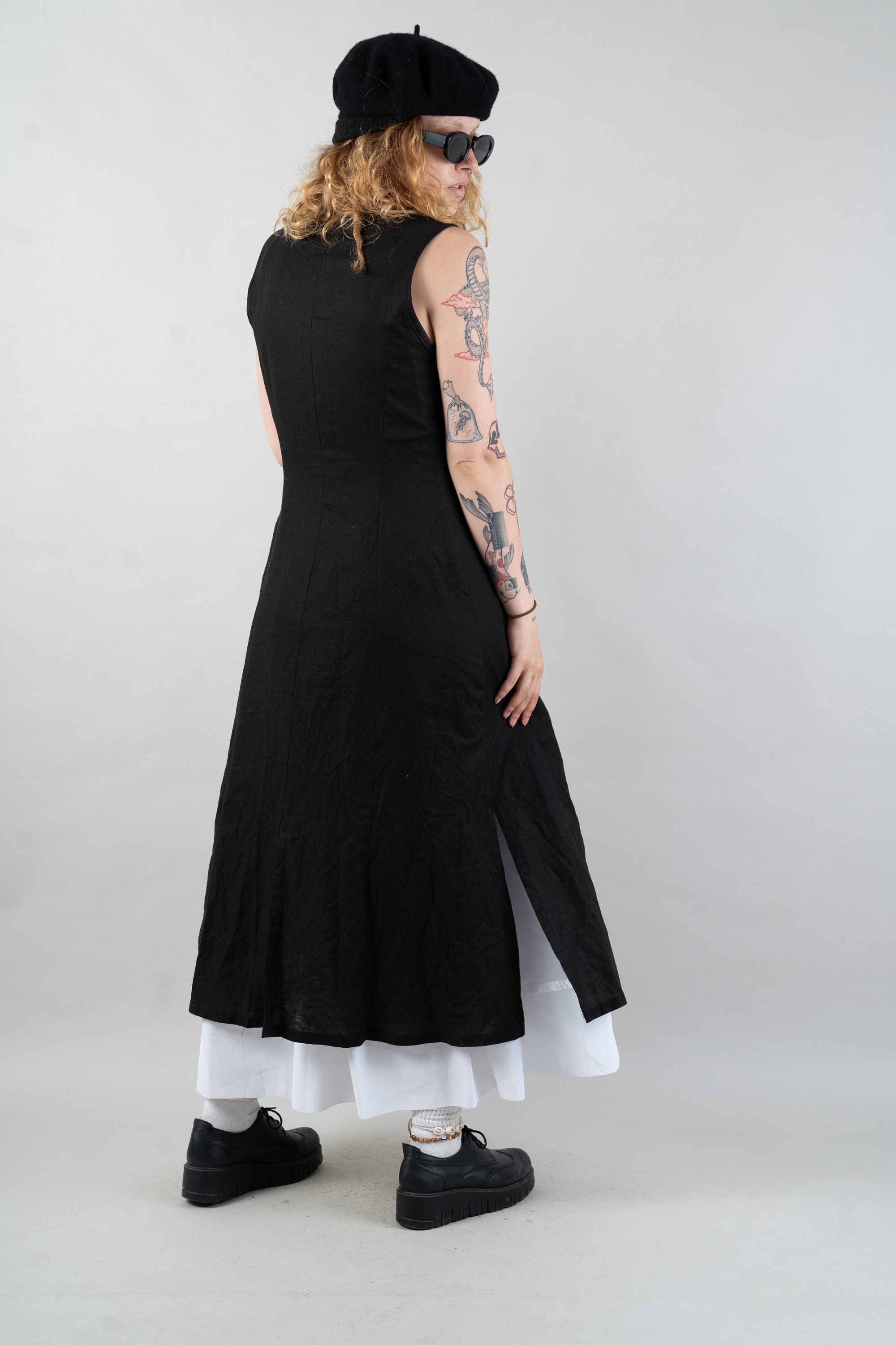 #80 Maxi Split Neck Button Down Dress