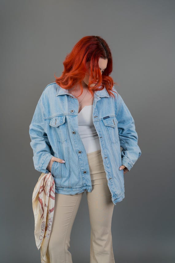 OLD(USA 80s color/denim box jkt 80s Vintage Blue Denim Trucker 