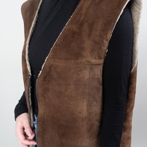 vintage shepherd vest leather wool suede one size crazy pattern navajo 80s 90s image 9