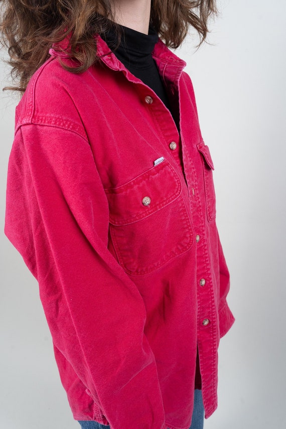 vintage Carhartt shirt red denim shirt oversized … - image 5