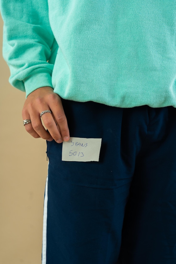 Vintage Adidas Track Pants Size L 80s 90s Jogger Blue Original