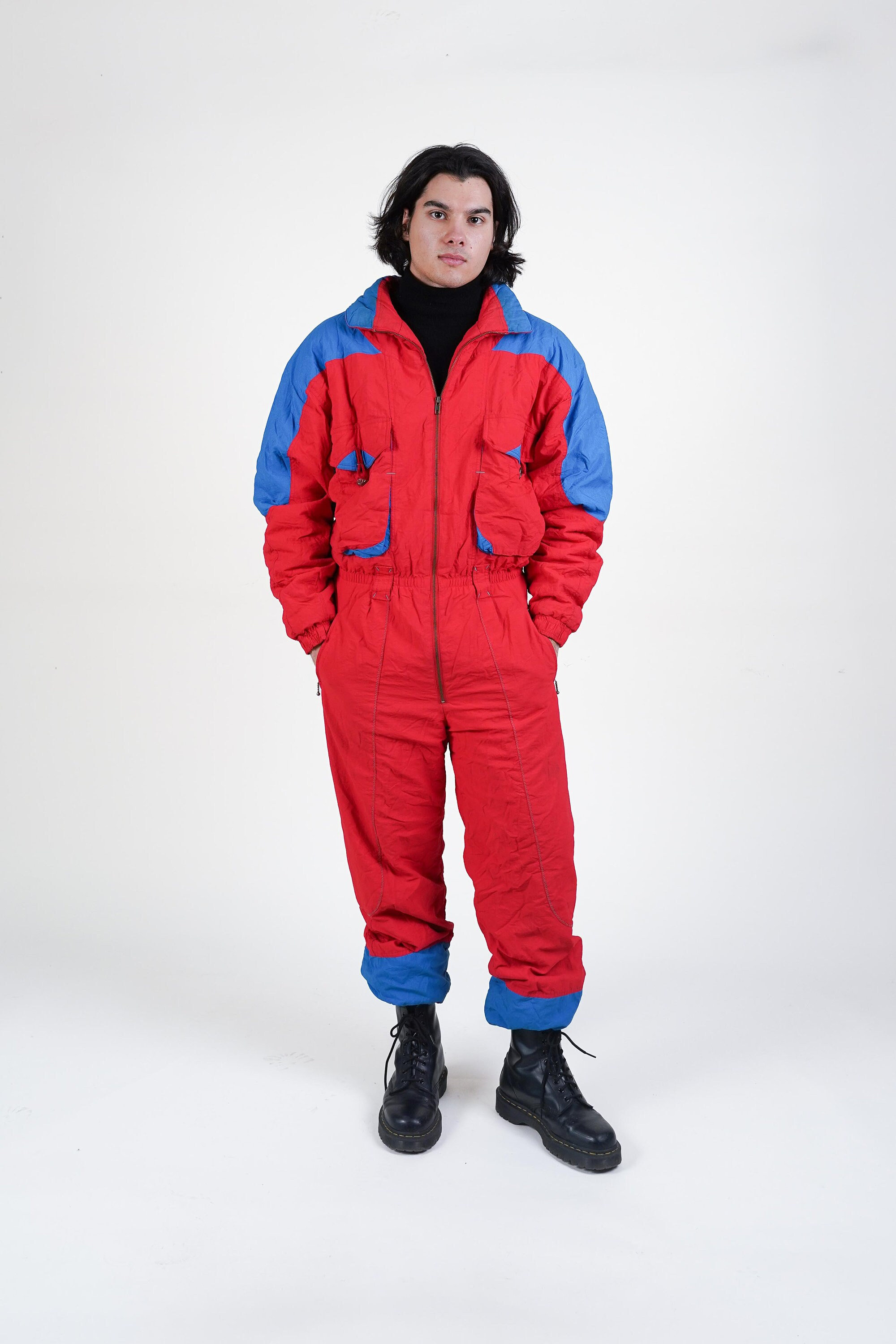 Vintage Ski Overall Jumpsuit Red and Blue Size L / XL 80s 90s - Etsy