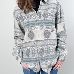 Vintage cotton / flannel shirt Navajo ethno pattern aztec brown oversize L 80s 90s image 2