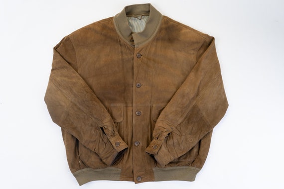 80s vintage velor leather jacket casual basic min… - image 1