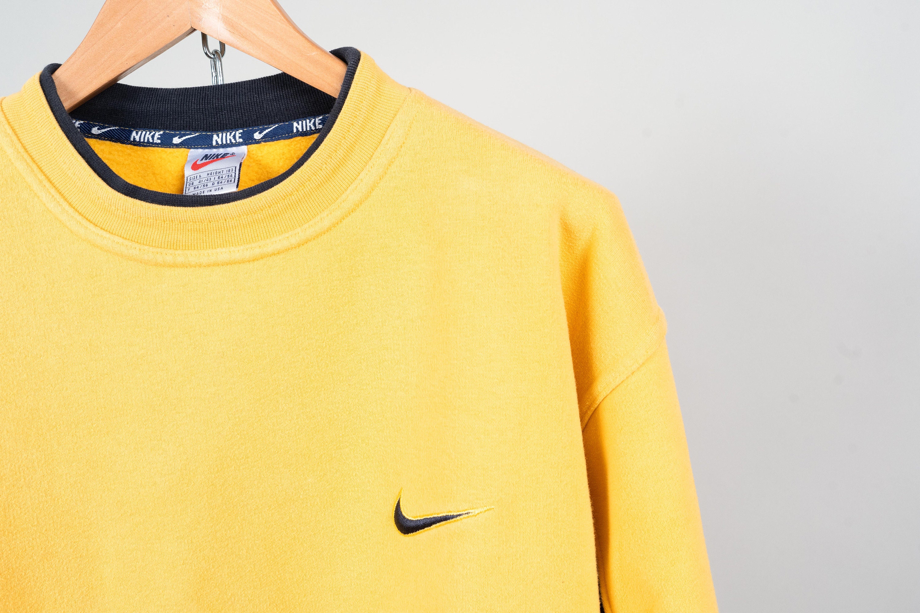 Vintage Nike Jumper Sweatshirt Yellow L Made in USA Original 80s