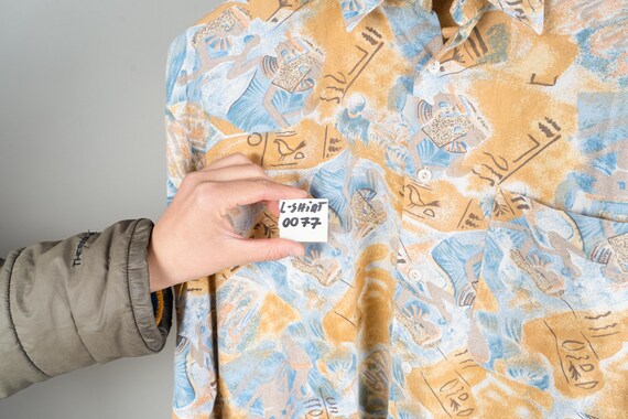 Size M vintage shirt cotton button up crazy patte… - image 5