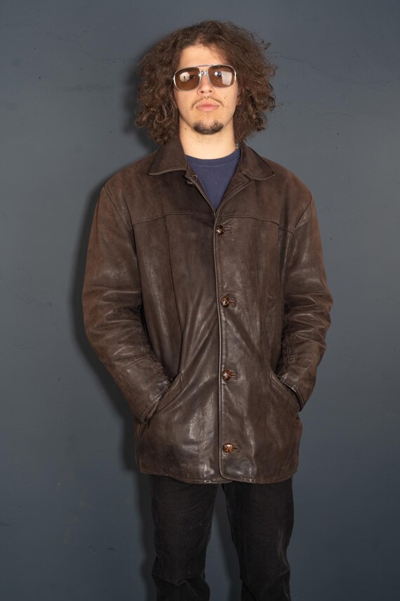 ジャケット・アウター 1980s Euro Vintage Brown Leather Jacket Vintage 1980s Brown Italian Leather Bomber Jacket - Retro Men's
