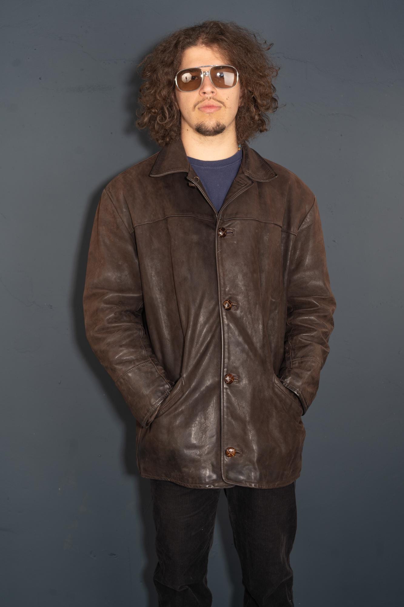 80s Vintage Leather Jacket Distressed Leather Jacket Oversized
