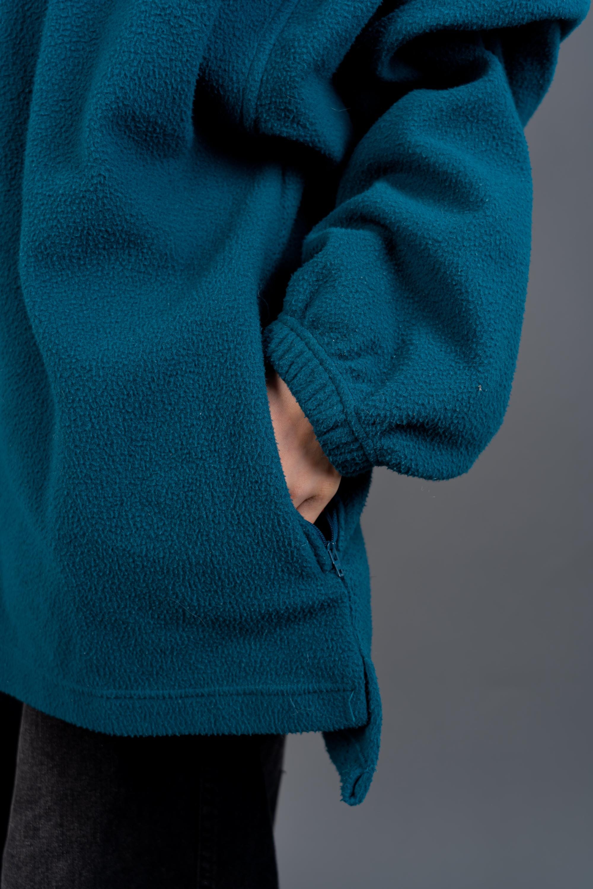 90s Vintage Green Fleece Jacket - Oversized Polar Jacket With