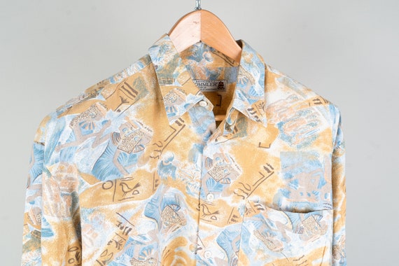 Size M vintage shirt cotton button up crazy patte… - image 3