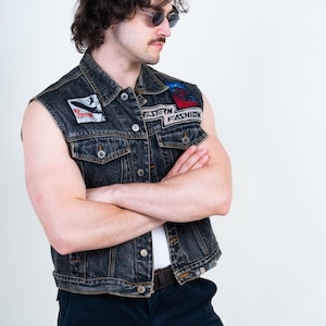 Upcycled 80s Heavy Metal Kutte | Handgenähte Patches Led Zeppelin Rocker Jeans Weste Gr. M