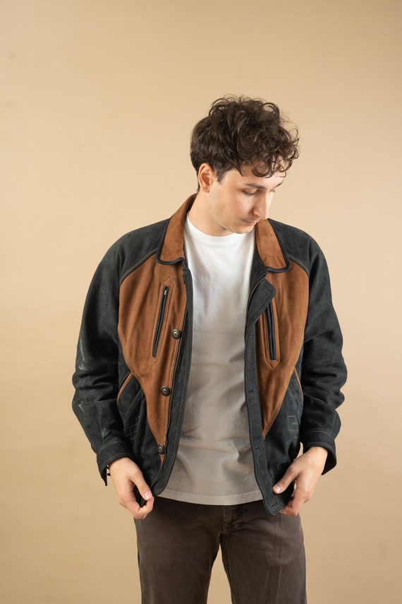 Euro Vintage 80〜90s suède leather jacket Vintage 90's Suede Jacket - Size M - Etsy
