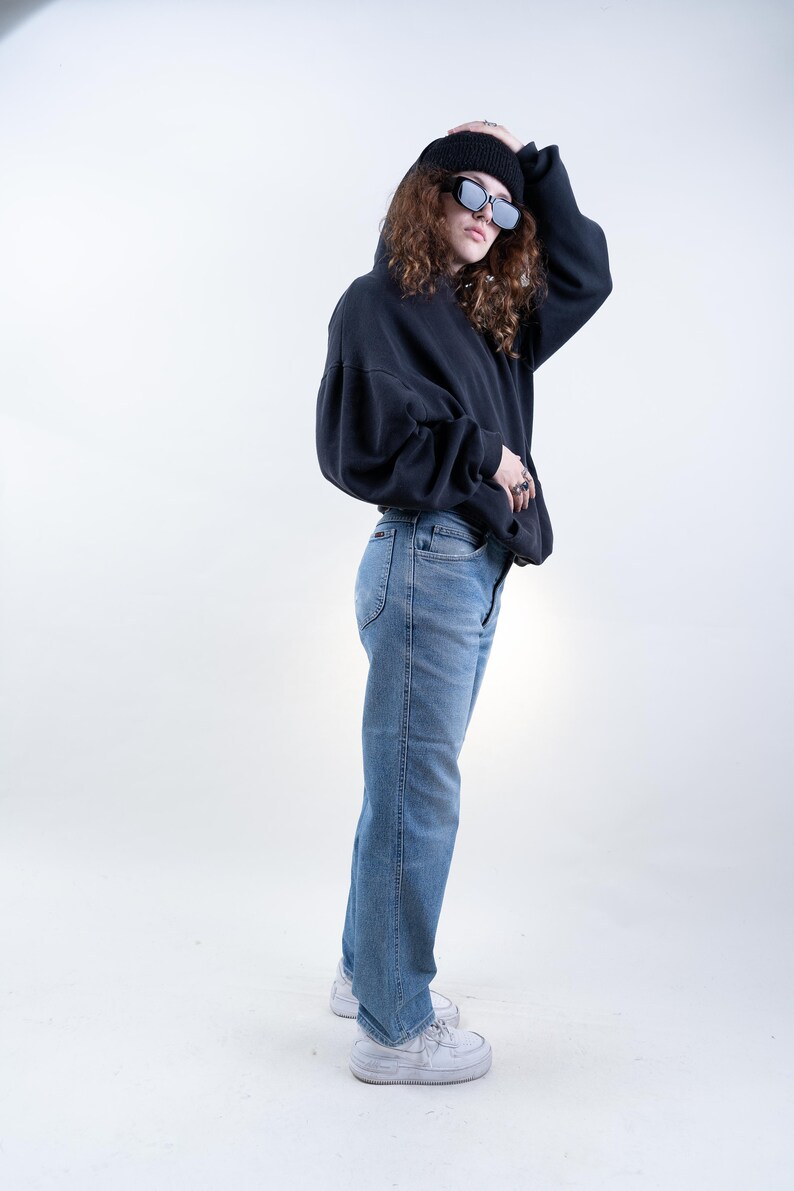 Vintage denim jeans Size M high waist hard cotton Jingler 80s image 8