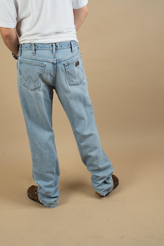 Vintage Wrangler Jeans Denim Blue Baggy Pants Casual Denim Wear Gender Neutral Second Hand Size L XL Oversized Etsy Sweden