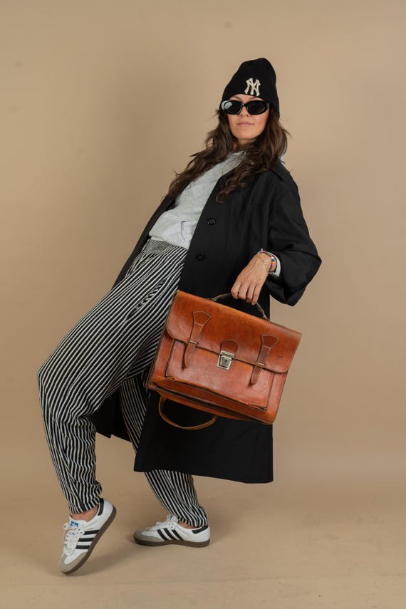 Vintage 50s Chestnut Orange Brown Leather School Saddle Bag 80s - Etsy