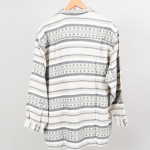 Vintage cotton / flannel shirt Navajo ethno pattern aztec white cream oversize XL 80s 90s image 6