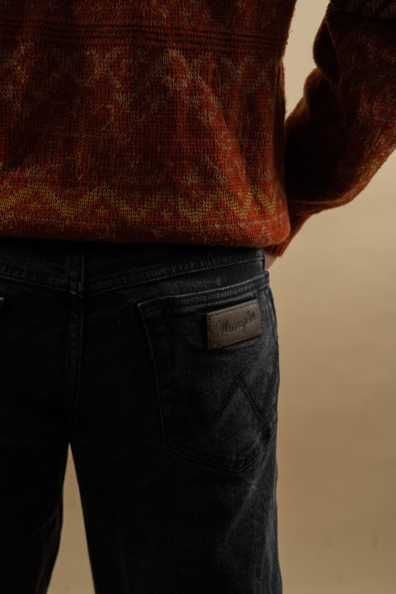 black wrangler jeans denim pants 80s black