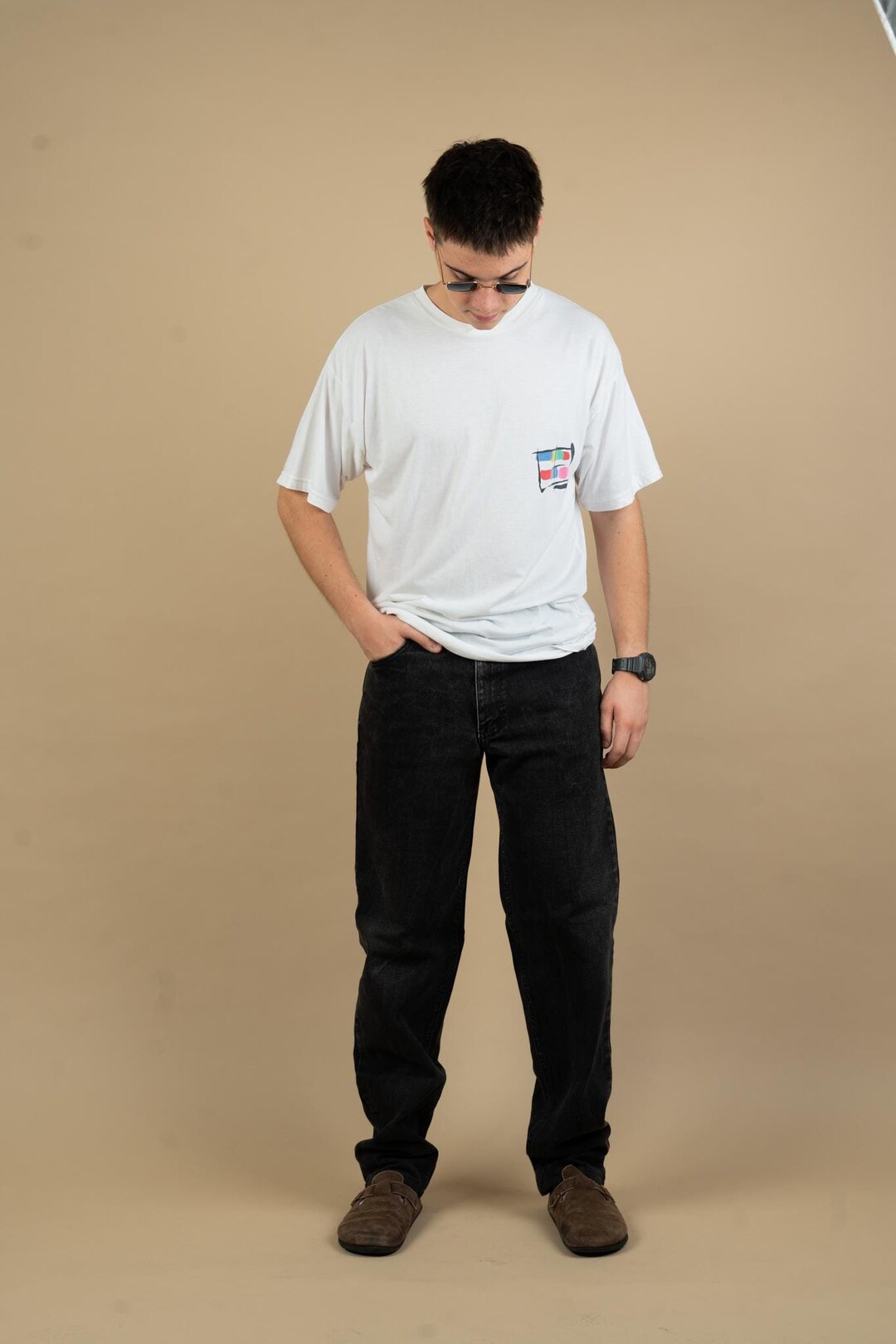 Jeans vintage Calvin Klein denim pantaloni larghi neri