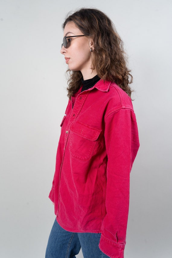 vintage Carhartt shirt red denim shirt oversized … - image 8