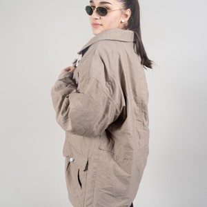 Vintage parka jacket oversized beige / cream crazy pattern lining Klepper 80s image 10