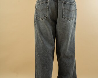 ★ POSZER★ Loose fit denim pants light gray 241LFDPT007 Vintage Pioneer Grey Baggy Loose Fit Denim Pants Jeans
